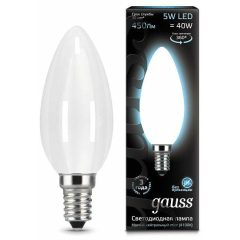 Лампа светодиодная филаментная Black Filament 5Вт свеча 4100К E14 опал Gauss 103201205