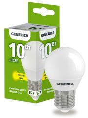 Лампа светодиодная Лампа светодиодная G45 10Вт шар 3000К E27 230В GENERICA LL-G45-10-230-30-E27-G