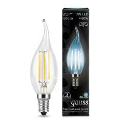 Лампа светодиодная Лампа светодиодная филаментная Black Filament 7Вт свеча на ветру 4100К E14 Gauss 104801207
