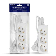 Блок розеток, удлинитель Удлинитель 3х10м с заземл. 16А 3х1 TOKOV ELECTRIC TKE-C01-BU3-10-1-Z