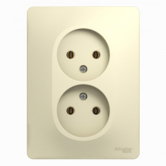 Schneider Electric Glossa Беж Розетка 2-я без заземления (в сборе с рамкой) (GSL000220)