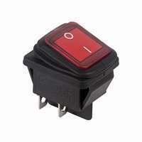 Переключатель кнопочный миниатюрный Выключатель клавишный 250В 15А (4с) ON-OFF красн. с подсветкой влагозащита (RWB-507) Rexant 36-2360