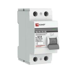 Устройство защитного отключения (УЗО) Выключатель дифференциального тока (УЗО) 2п 32А 30мА тип AC ВД-100 (электромех.) PROxima EKF elcb-2-32-30-em-pro
