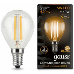 Лампа светодиодная Лампа светодиодная филаментная Black Filament 5Вт шар 2700К E14 Gauss 105801105