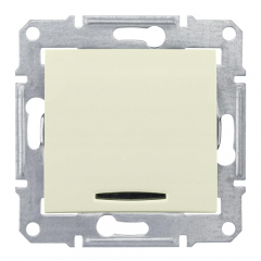 Выключатели, переключатели и диммеры Schneider Electric SE Sedna Беж Выключатель 1-клавишный с подсветкой 10 А (сх.1) (SE SDN1400147)
