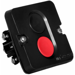 Передняя часть (головка) нажимной кнопки Пост кнопочный ПКЕ-622/2 "Пуск-Стоп" 1 черн. 1 красн. Электродеталь ПКЕ-622/2.1Ч.1К