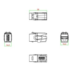 Hyperline KJ1-USB-VA3-WH