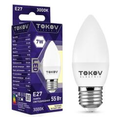 Лампа светодиодная Лампа светодиодная 7Вт С37 3000К Е27 176-264В TOKOV ELECTRIC TKE-C37-E27-7-3K