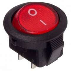 Переключатель кнопочный миниатюрный Выключатель клавишный круглый 250В 3А (2с) ON-OFF Micro RWB-105 SC-214 красн. Rexant 36-2511
