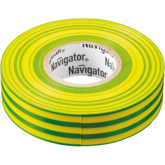 Скотч и изоляционная лента Изолента ПВХ 19мм (рул.20м) жел/зел. NIT-A19-20/YG Navigator 71115