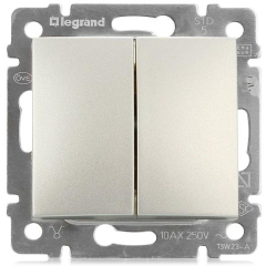Legrand DIY Valena Алюм Выключатель 2-х клавишный (694337)