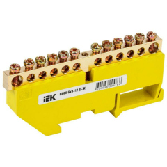 Нулевая шина Шина PE "земля" на DIN-изоляторе ШНИ-6х9-12-Д-Ж IEK YNN10-69-12D-K05