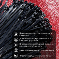 Стяжка кабельная нейлоновая 100x2,5мм, черная (500 шт/уп) REXANT  (07-0101-05)