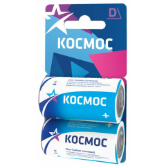 Гальванический элемент Элемент питания солевой R20 (блист.2шт) Космос KOCR202BL