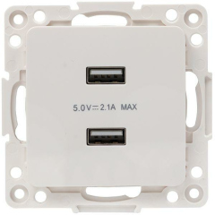 Розетка силовая (штепсельная) Механизм розетки USB 2-м Стокгольм 2.1А бел. PROxima EKF EYR16-028-10-2USB