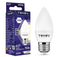 Лампа светодиодная Лампа светодиодная 10Вт С37 3000К Е27 176-264В TOKOV ELECTRIC TKE-C37-E27-10-3K