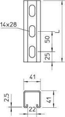 Рейки профильные конструкционные/несущие Рейка монтажная 200х41х41 MS 41 L 200 FT OBO 1122509