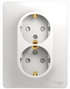 Schneider Electric Glossa Бел Розетка 2-я с заземлением со шторками (в сборе с рамкой) (GSL000126)
