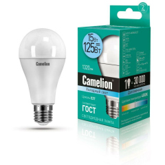 Лампа светодиодная LED15-A60/845/E27 15Вт грушевидная 4500К E27 1320лм 220В бел. Camelion 12186