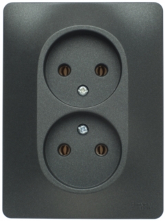 Schneider Electric Glossa Антрацит Розетка двойная без заземления,16А, в сборе (GSL000720)