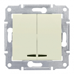 Выключатели, переключатели и диммеры Schneider Electric SE Sedna Беж Выключатель 2-клавишный с подсветкой 10А (сх 5) (SE SDN0300347)