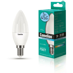 Лампа светодиодная Лампа светодиодная LED5-C35/845/E14 5Вт свеча 4500К бел. E14 405лм 220-240В Camelion 12032
