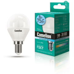 Лампа светодиодная LED8-G45/845/E14 8Вт шар 4500К бел. E14 750лм 170-265В Camelion 12393