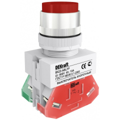 Прочие расходные материалы DEKraft Выключатель кнопочный ABLFP диам.22 мм красный 220В ВK-22 (25020DEK)