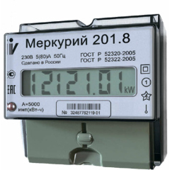 Счетчики электроэнергии Счетчик "Меркурий" 201.8 1ф 5-80А 1 класс точн. 1 тариф. ЖКИ табло DIN-рейка Инкотекс 32681