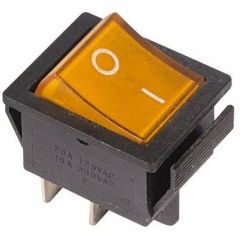 Переключатель кнопочный миниатюрный Выключатель клавишный 250В 16А (4с) ON-OFF желт. с подсветкой (RWB-502 SC-767 IRS-201-1) Rexant 36-2333