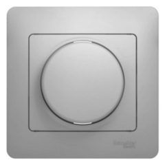 Schneider Electric Glossa Алюминий Светорегулятор (диммер) поворотный, 300Вт (в сборе с рамкой) (GSL000334)