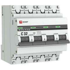 Выключатель автоматический модульный 4п C 32А 4.5кА ВА 47-63 PROxima EKF mcb4763-4-32C-pro