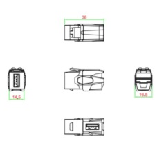 Hyperline KJ1-USB-VA2-WH