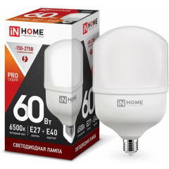 Лампа светодиодная Лампа светодиодная LED-HP-PRO 60Вт 230В 6500К E27 5400Лм с адаптером IN HOME 4690612031132