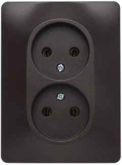 Schneider Electric Glossa Шоколад Розетка двойная без заземления,16А, в сборе (GSL000820)