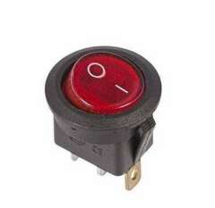 Переключатель кнопочный миниатюрный Выключатель клавишный круглый 250В 6А (3с) ON-OFF красн. с подсветкой (RWB-214 SC-214 MIRS-101-8) Rexant 36-2570