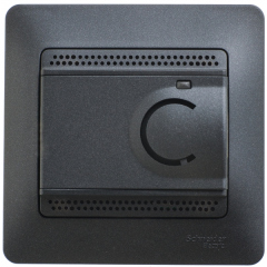 Schneider Electric Glossa Антрацит Термостат электр.теплого пола с датчиком,от+5до+50°C,10A,в сборе (GSL000738)