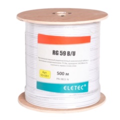 ELETEC Кабель коаксиальный RG-59 B/U MIL17экран 112%, белый, 500 м (03-051)
