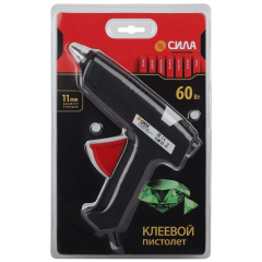 Клеевой пистолет электрический Термопистолет клеевой SGG60-01 60Вт под стержень 11мм (в комл. 11ммх7cм 2шт) (12/288) СИЛА Б0046684