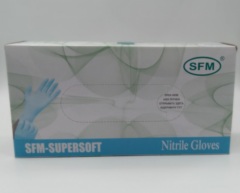 Перчатки нитриловые нeопудренные голубые SFM, размер S (100 пар)