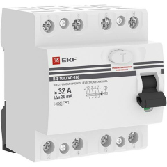 Устройство защитного отключения (УЗО) Выключатель дифференциального тока (УЗО) 4п 32А 30мА тип AC ВД-100 (электромех.) PROxima EKF elcb-4-32-30-em-pro