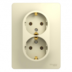 Schneider Electric Glossa Беж Розетка 2-я с заземлением (в сборе с рамкой) (GSL000224)