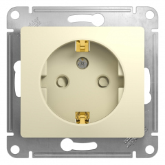 Schneider Electric Glossa Беж Розетка с заземлением со шторками (GSL000245)