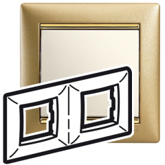 Рамки, суппорты, адаптеры и декоративные элементы для ЭУИ Legrand Valena Матовое Золото Рамка 2-ая гориз (770302)