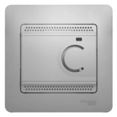 Выключатели, переключатели и диммеры Schneider Electric Glossa Алюминий Термостат электронный теплого пола с датчиком, 10A (в сборе с рамкой) (GSL000338)