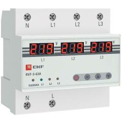 Реле напряжения Реле выбора фаз с дисплеем RVF-3-63А PROxima EKF RVF-3-63a