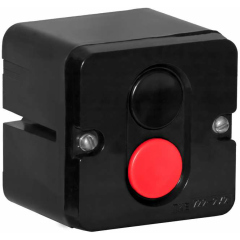 Передняя часть (головка) нажимной кнопки Пост кнопочный ПКЕ-722/2 "Пуск-Стоп" 1 черн. 1 красн. Электродеталь ПКЕ-722/2.1Ч.1К