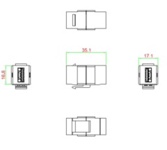 Hyperline KJ1-USB-A3-WH