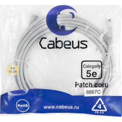 Патч-корды медные Cabeus PC-UTP-RJ45-Cat.5e-5m-LSZH