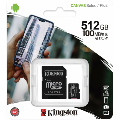 Kingston SDCS2/512GB microSDXC Class 10 UHS-I U3 Canvas адаптер 100MB/s